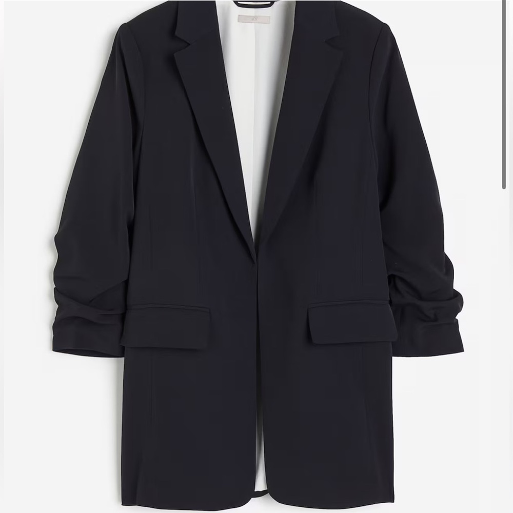 H&M Gathered-Sleeve Blazer Jacket – XXL – Black – SOLD OUT – Like New - Picture 2 of 7